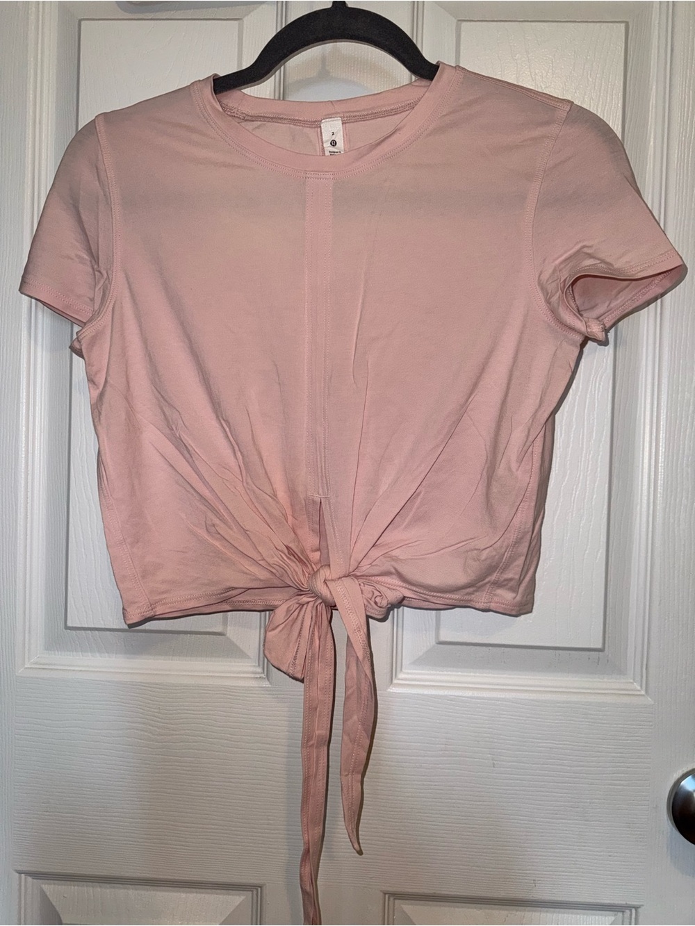 lululemon athletica Blush Pink Tie-Front Crop Tee